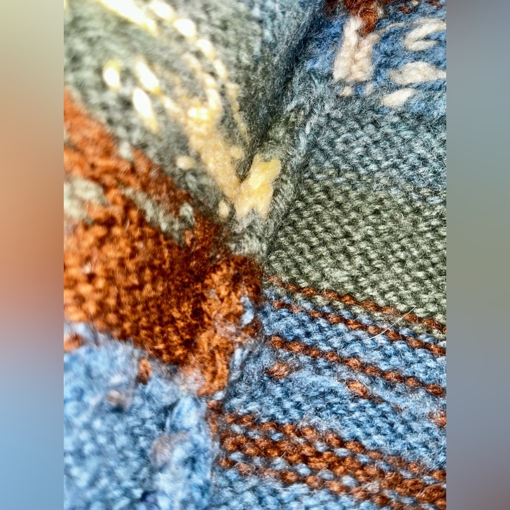 Vintage Wool hand knit landscape Colorful Knit Cardigan with Button Closure - Picture 8 of 14